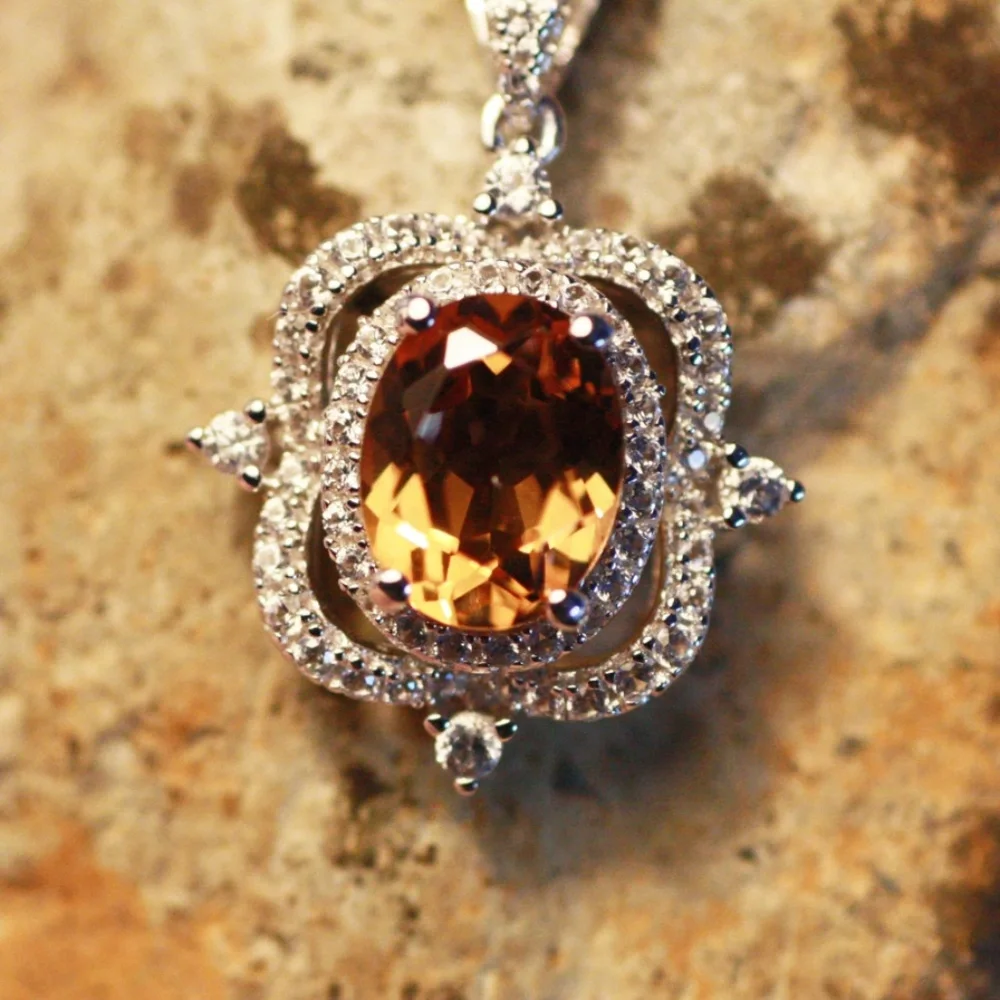 Victorian Design Color Change Diaspore Pendant Sterling Silver - Picture 5 of 11